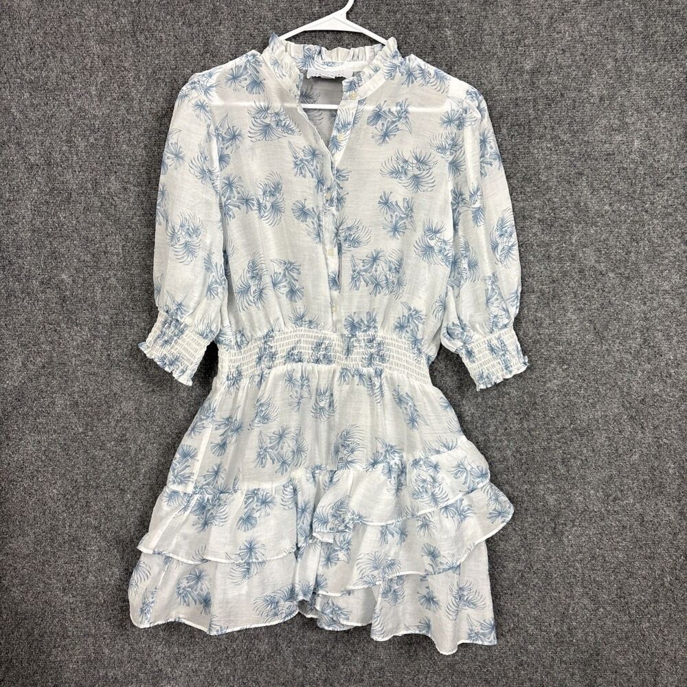 The Shirt By Rochelle Behrens Jill Dress Womens Size L Blue Floral Smock Waist